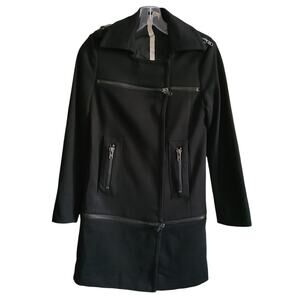 BAILEY 44 Black Long Line Convertible Zipper Detail Knit‎ Jacket Coat Size XS